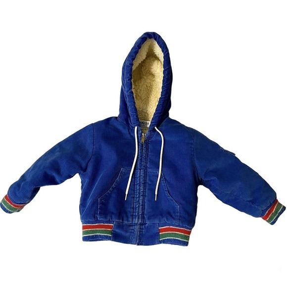 OshKosh B'gosh Other - Vtg OshKosh USA Made Corduroy Sherpa Lined Jacket Blue Coat Sz 2T Toddler 70/80s